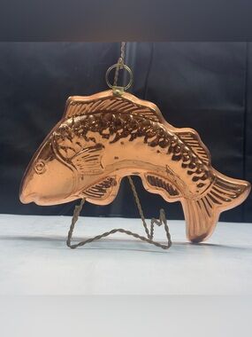 Vintage COPPER Tinned Fish Jello Baking Mold Wall Hanger Korea